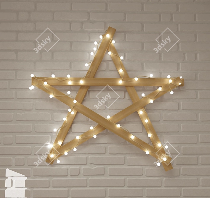 Scandinavian Star Garland Decor 3D model image 1