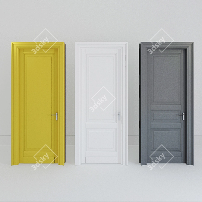 6-Panel Glass Doors (2400x900mm) 3D model image 1
