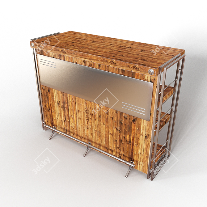 Industrial Style Acacia Wood Bar Counter 3D model image 1