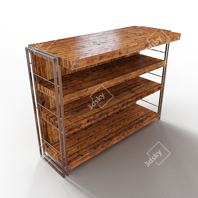 Industrial Style Acacia Wood Bar Counter 3D model image 2