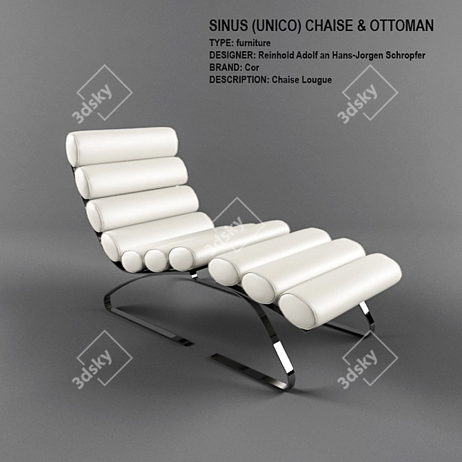 Cor SINUS Chaise & Ottoman Set 3D model image 1