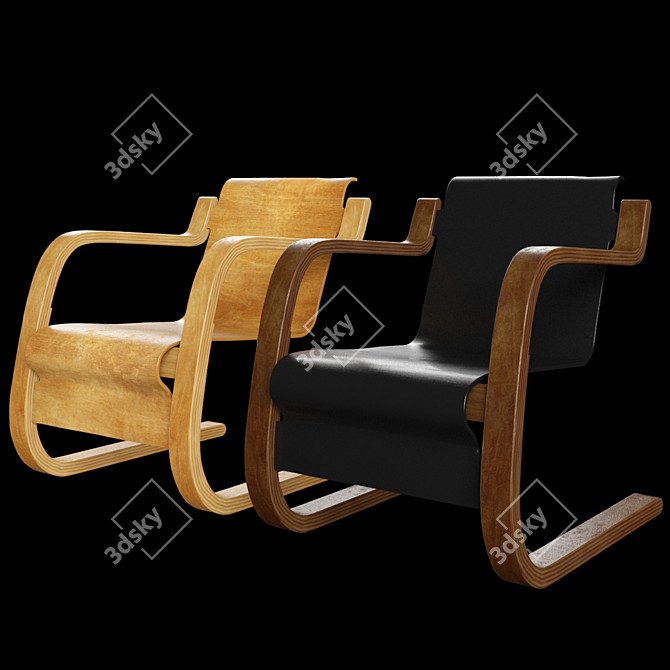 Vintage Alvar Aalto Chair42 3D model image 1