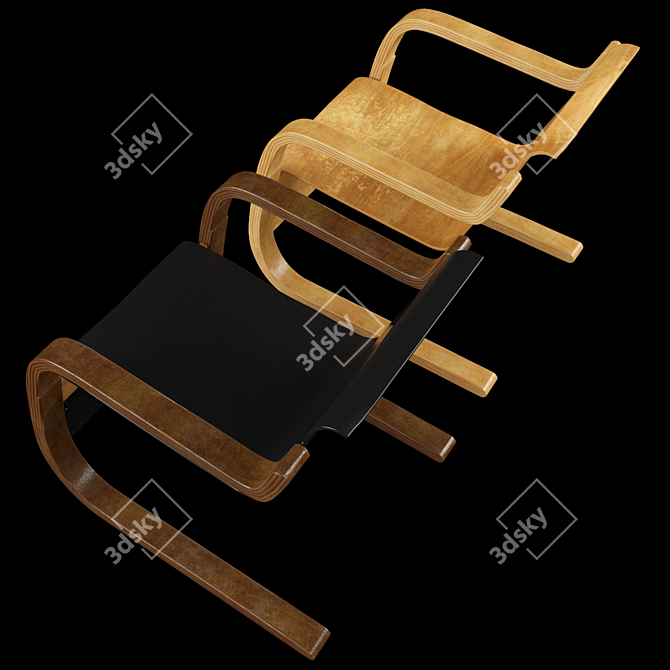 Vintage Alvar Aalto Chair42 3D model image 3