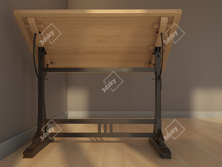 Antique French Drafting Table 3D model image 3