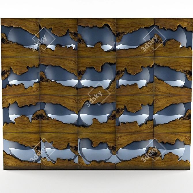 Title: Elegant Wooden Glass Panels 3D model image 1