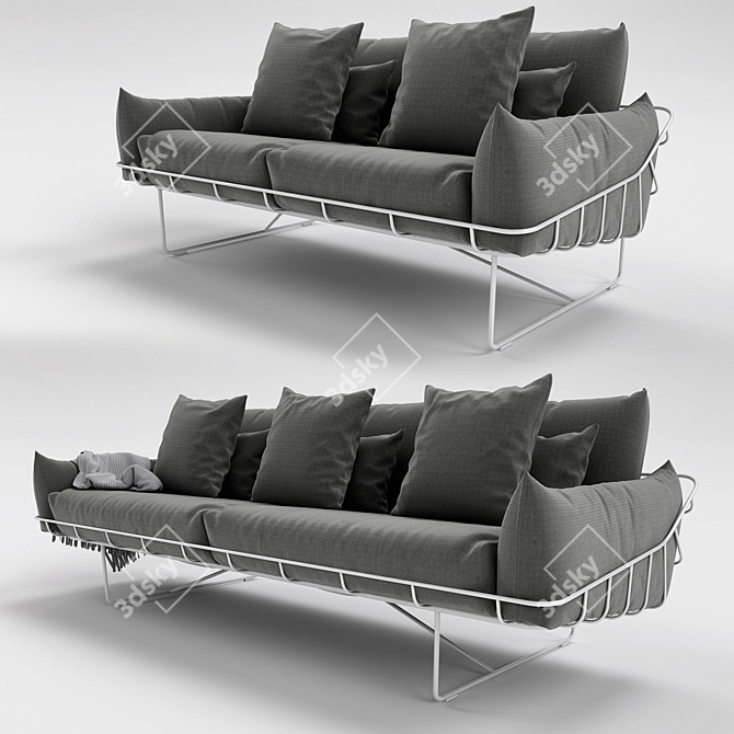 Sleek Wireframe Sofa 3D model image 1