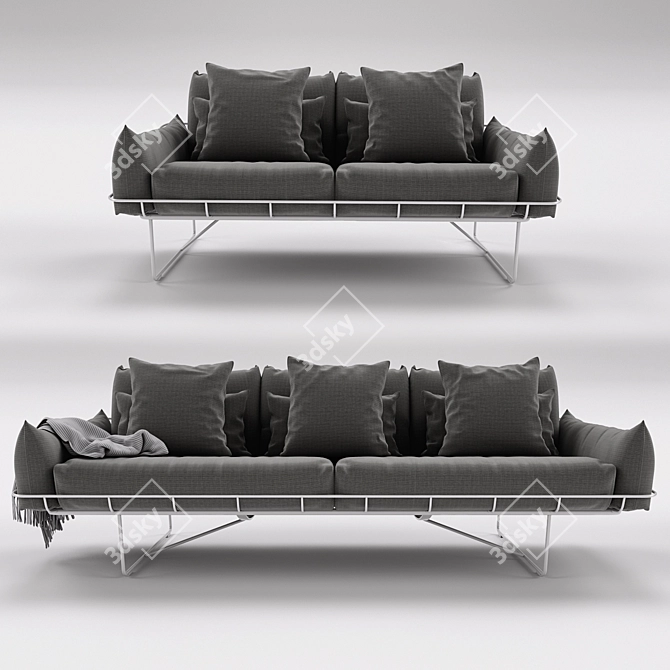 Sleek Wireframe Sofa 3D model image 2