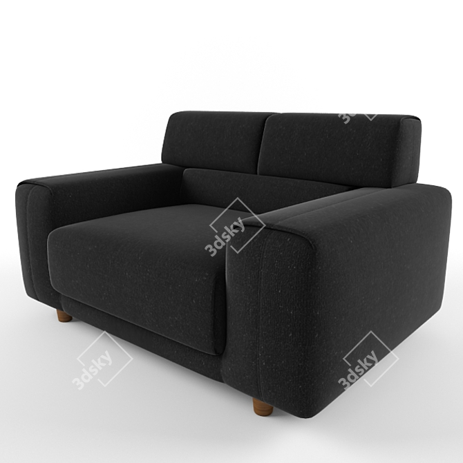 Elegant Black Fabric Armchair 3D model image 1