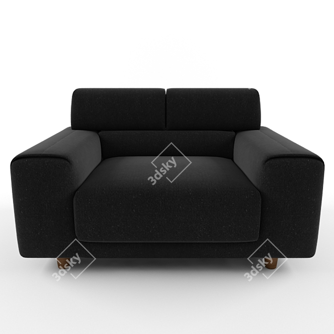 Elegant Black Fabric Armchair 3D model image 2