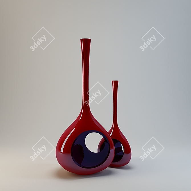 Crimson Elegance: Russian Red Vase 3D model image 1