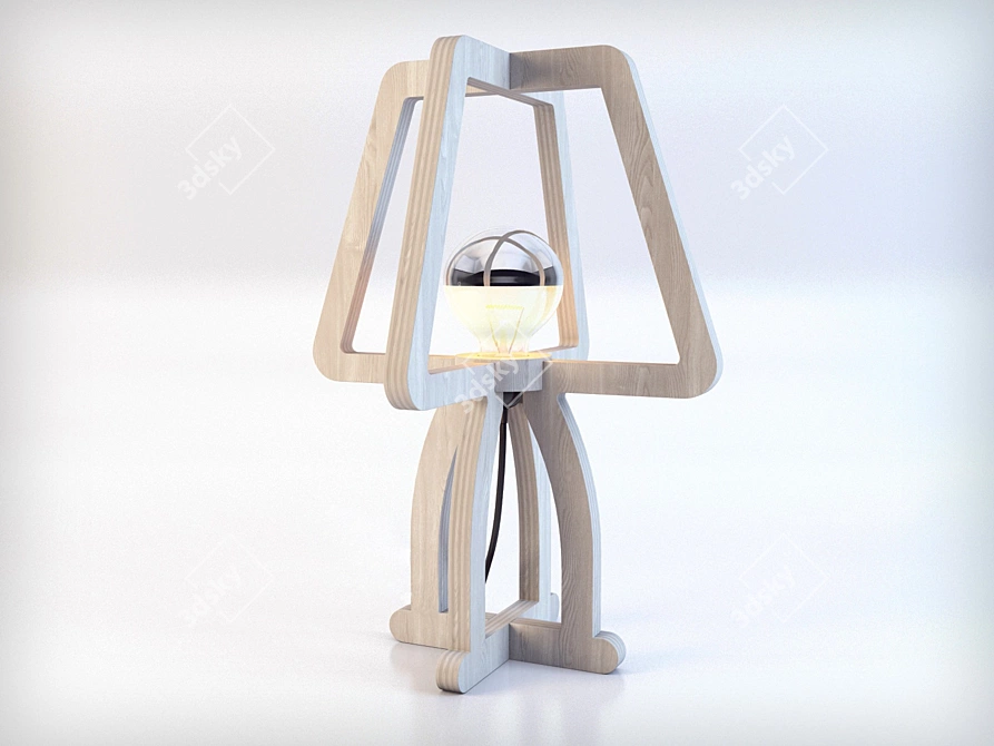Title: Abstract Plywood Desk Lamp 3D model image 1