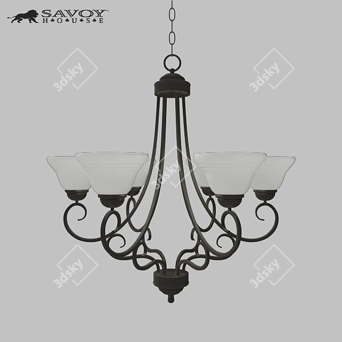 Sleek 6-Light Satin Nickel Chandelier 3D model image 1