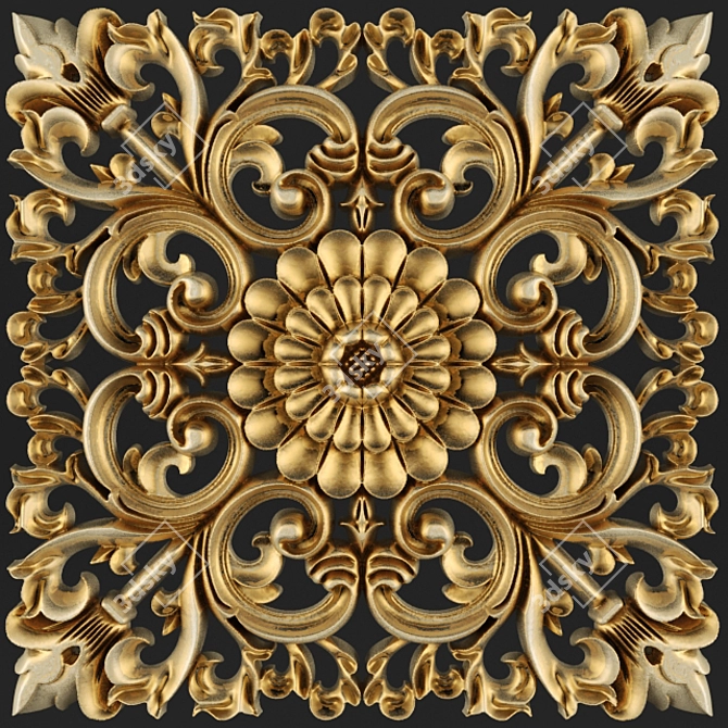 Intricate Carving Pattern 3D model image 1