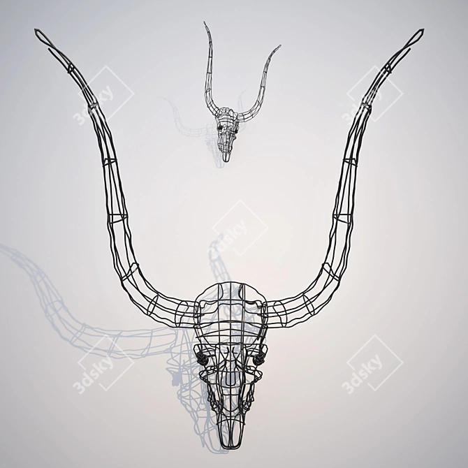 Wire-Connected Bovine Skull 3D model image 1