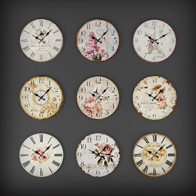 Timeless Treasures: Wall Clock Collection 3D model image 1