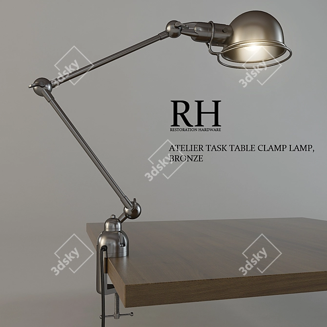 Vintage Bronze Table Lamp 3D model image 1