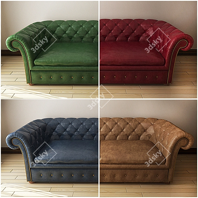 Elegant English Sofa Collection 3D model image 1