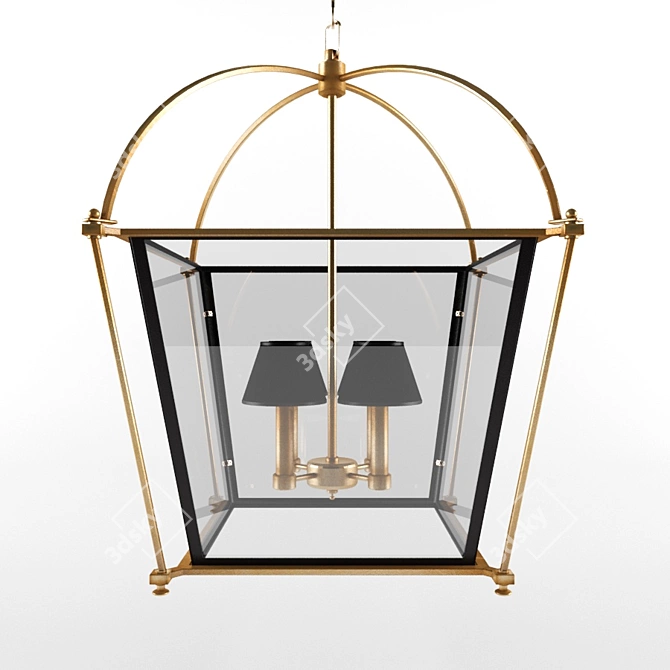 Bronze Lantern with 4 E14 Lamps 3D model image 1