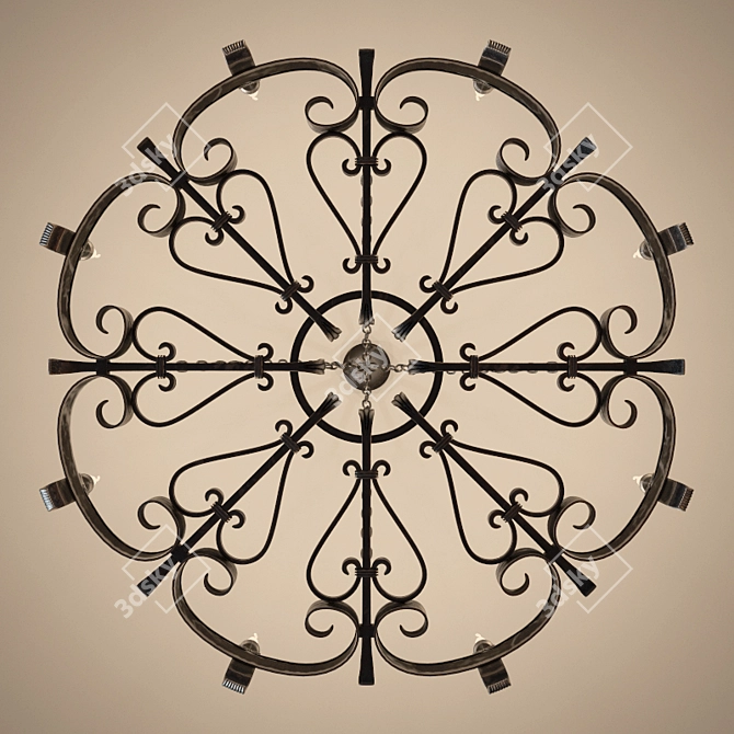 Elegant Forged Chandelier 3D model image 2