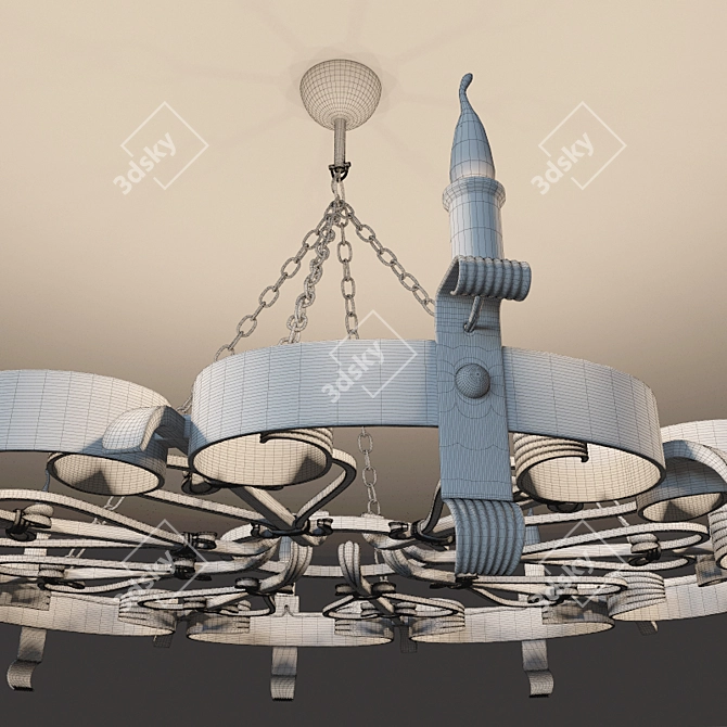 Elegant Forged Chandelier 3D model image 3