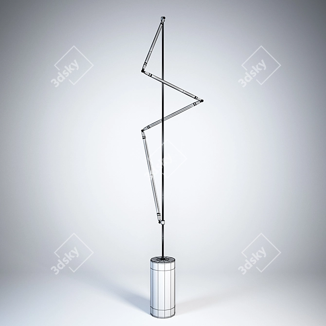 Brass Hardware Helix Floor Lamp 3D model image 3