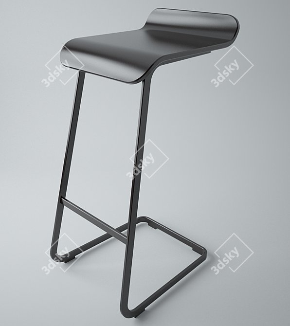 Elegant Curved Leather Stool 3D model image 1