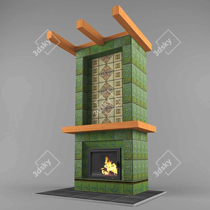 Title: Tiled Fireplace: Elegant and Warm 3D model image 1