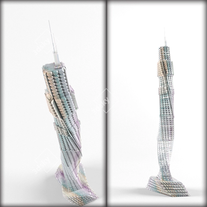 Skyline Glass Sculpture 3D model image 1