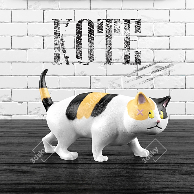 Whimsical Kitty Figurine 3D model image 1