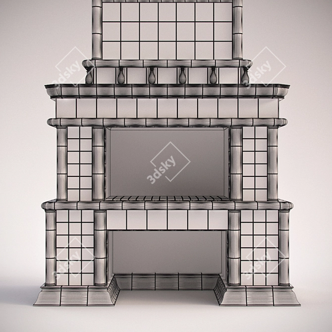 Elegant Tiled Fireplace 3D model image 3