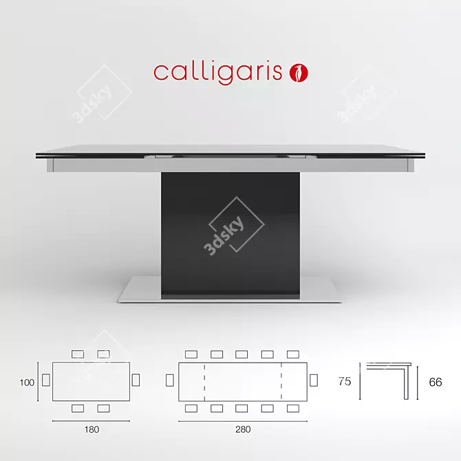 Sleek Buffet Park Glass Table 3D model image 1