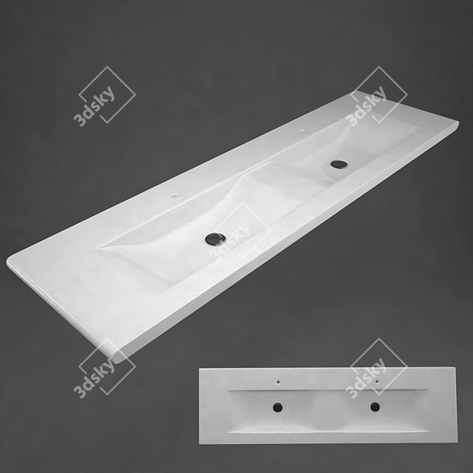 Double Drop-in Sink 3D model image 1