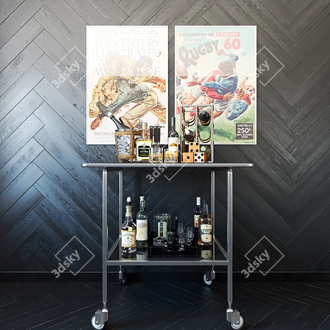 Ultimate Bar Cart Alcohol Set 3D model image 2