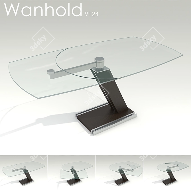 Elegant Glass Folding Table 3D model image 1