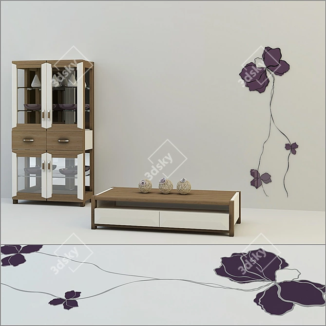 Elegant Furniture Showcase with Decor 3D model image 1