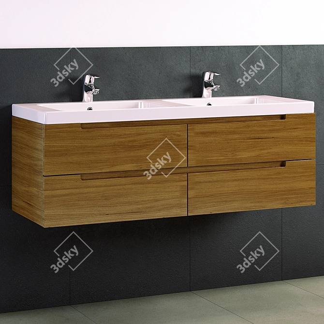 Subway 2.0 Double Bowl Washbasin 3D model image 1