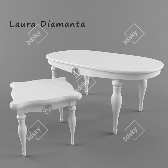 Sleek Laura Diamanta Dining Table 3D model image 1