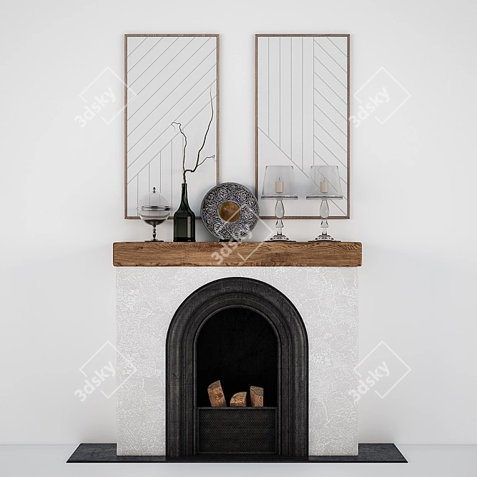 Elegant Fireplace Decor Set 3D model image 1