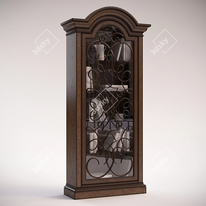 Elegant Arabesque Display Cabinet 3D model image 1