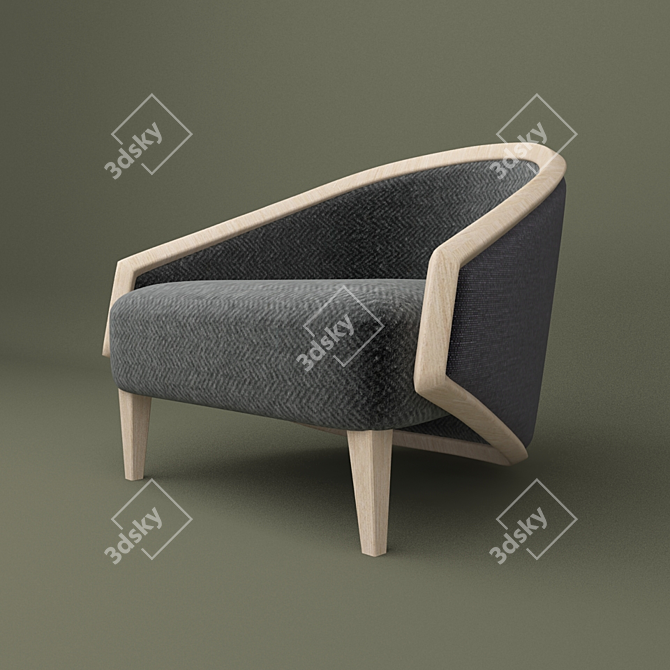 Cozy Wood Club Chair 3D model image 1