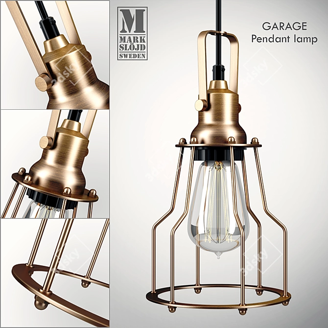 Rustic Brass Pendant Lamp 3D model image 1