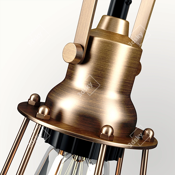 Rustic Brass Pendant Lamp 3D model image 2