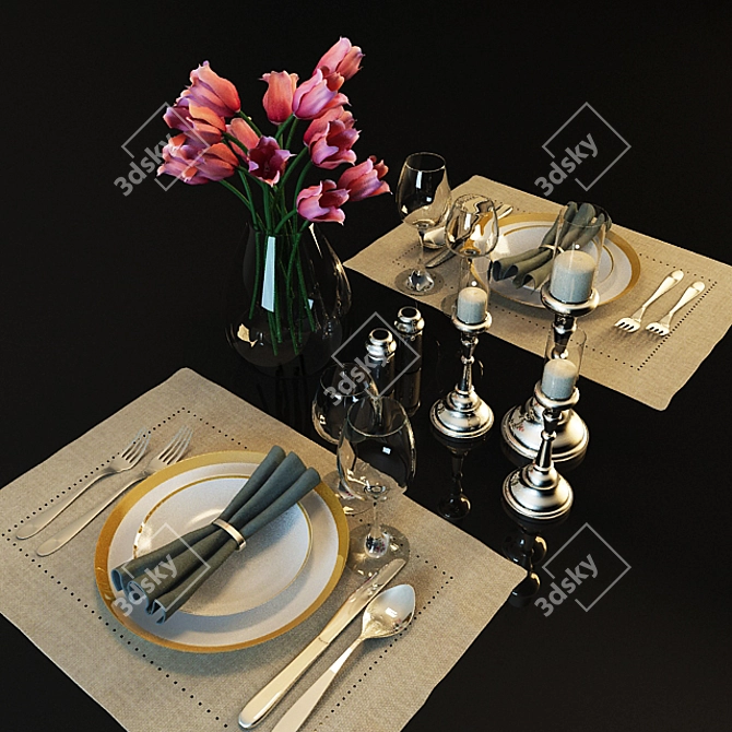 Elegant Table Setting 3D model image 2