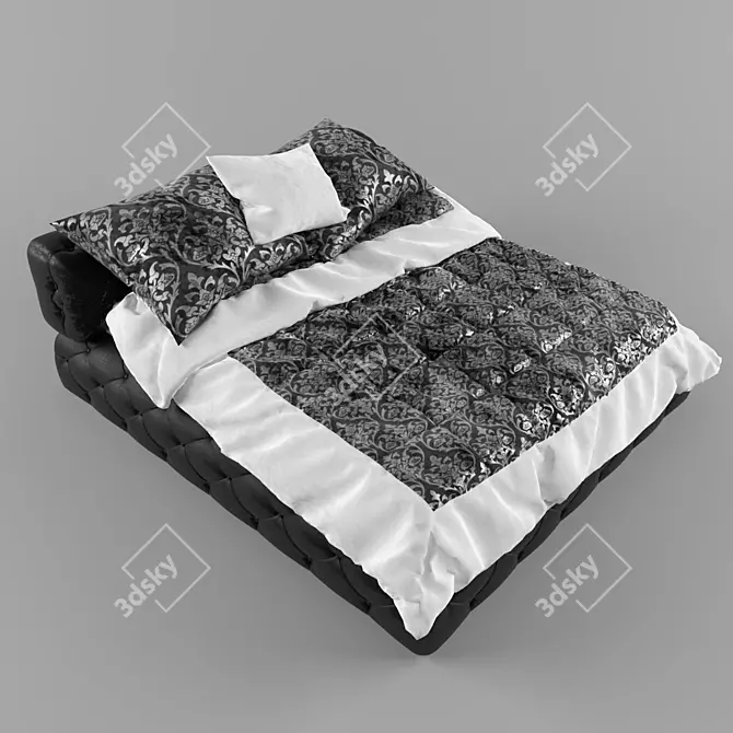 Cozy Rest: Bed with Blanket 3D model image 1