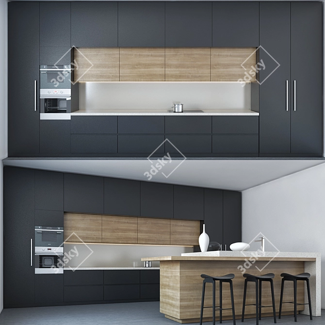 Modern Style Kitchen (Empty) 3D model image 1