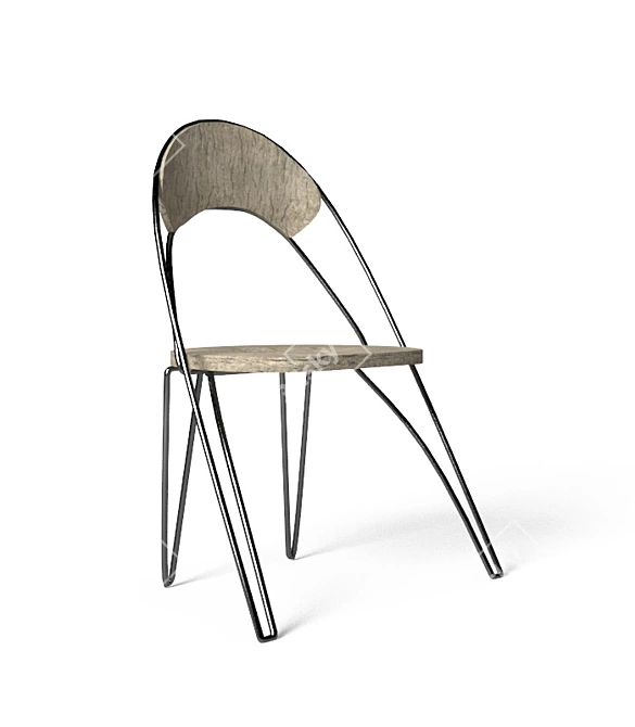 Iron Chair with Wooden Accents 3D model image 1