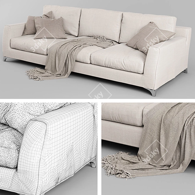 Sleek Moda Sofa 3D model image 1