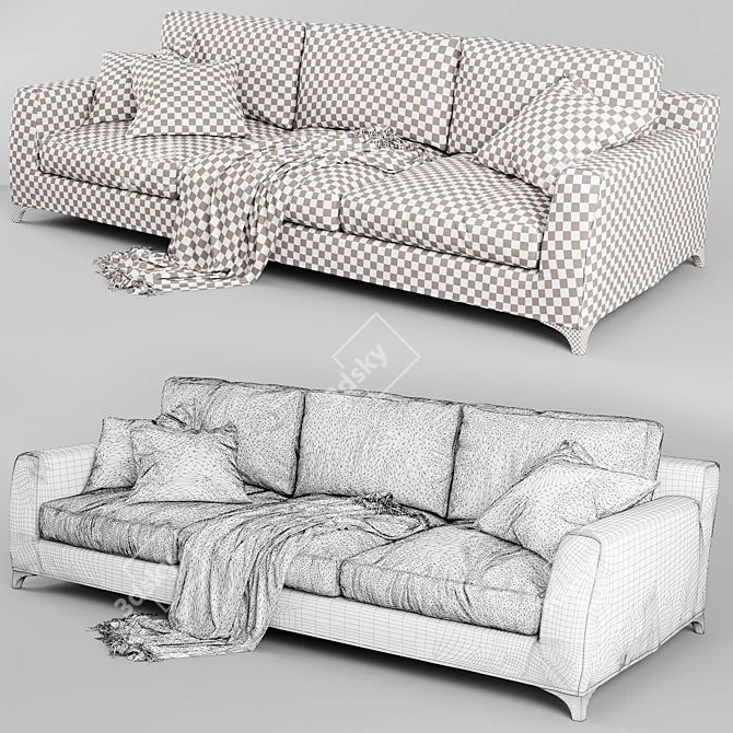 Sleek Moda Sofa 3D model image 3