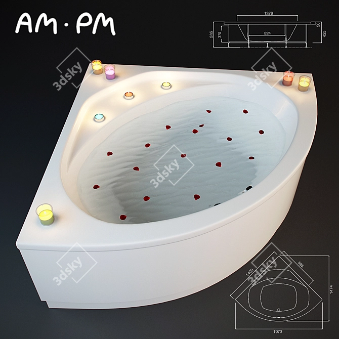 AM PM Tender Corner Bath - Luxurious German Design 3D model image 1