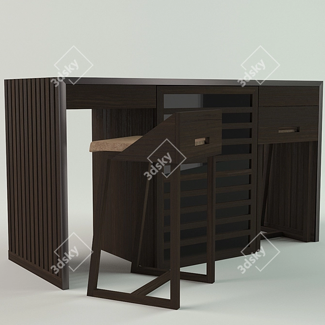 Elegant 6-Drawer Sideboard with Pull-out Chairs 3D model image 1